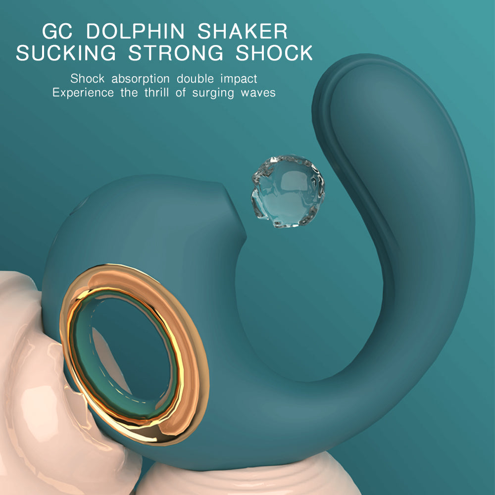 GIMMESEX GC Dolphin Shaker G spot vibrator in teal with ergonomic curved design and strong shock absorption