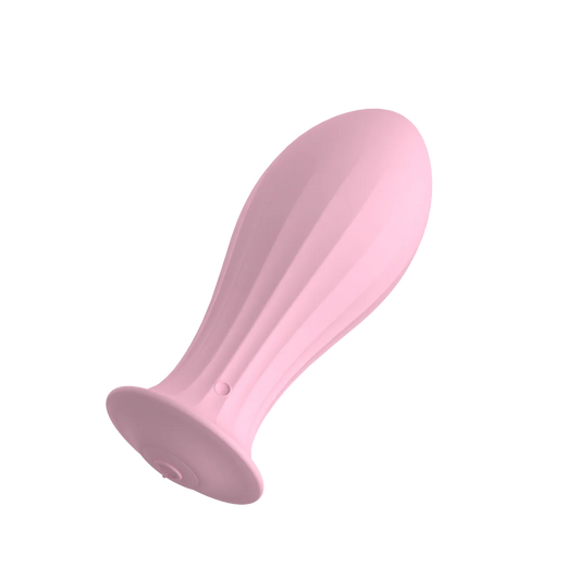 Pink Round head texture Vibrating Butt Plug Textured Lines design