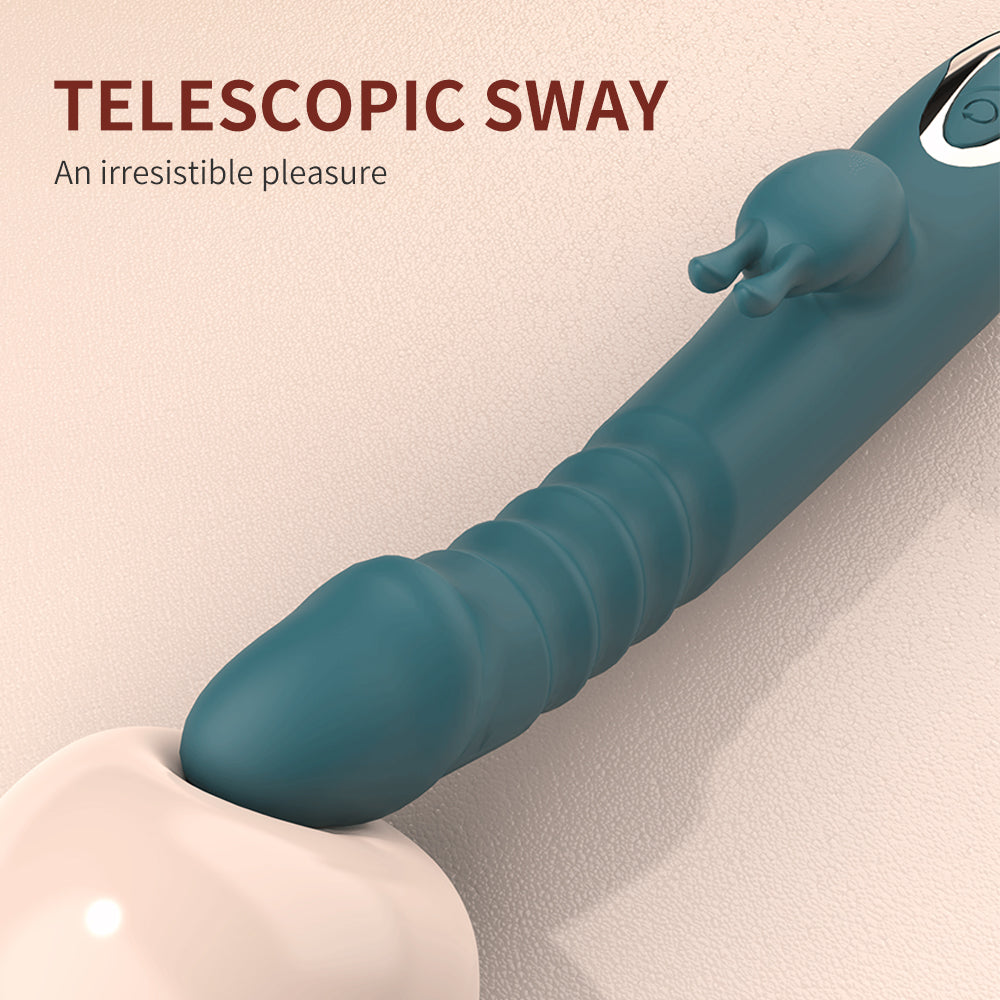 GIMMESEX dildo thrusting vibrator in teal with telescopic sway design for irresistible pleasure