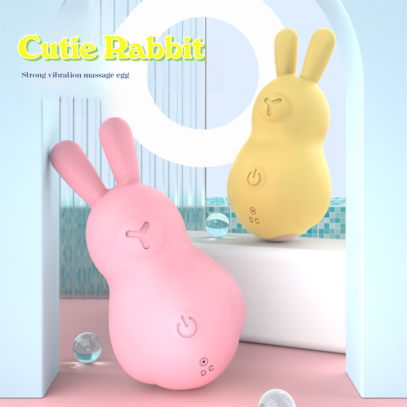 Cutie Rabbit Clit Vibrator in pink and yellow with strong vibration massage feature by GIMMESEX