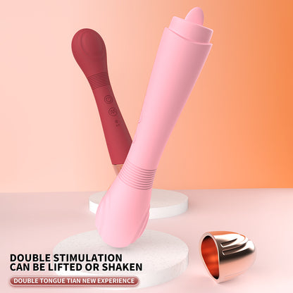 GIMMESEX Double-headed Tongue Vibrator in pink and red for double stimulation and new experience