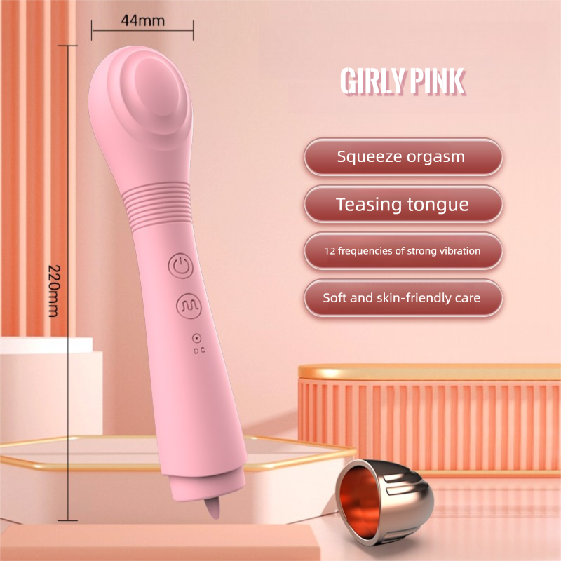 Girly pink Double-headed Tongue Vibrator with 12 vibration frequencies and soft skin-friendly design