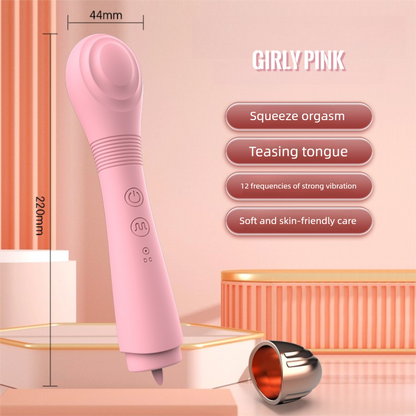 Girly pink Double-headed Tongue Vibrator with 12 vibration frequencies and soft skin-friendly design