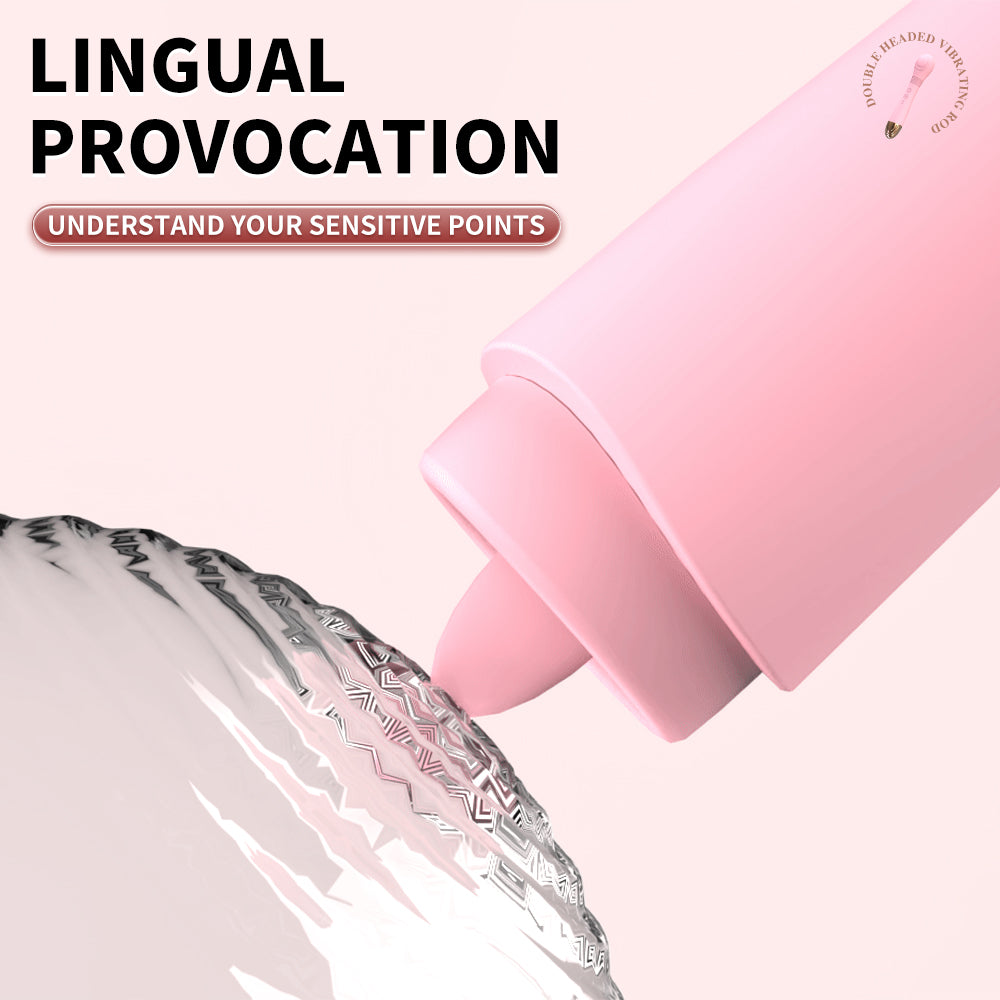GIMMESEX double-headed tongue vibrator in pink for precise lingual provocation and sensitive point stimulation