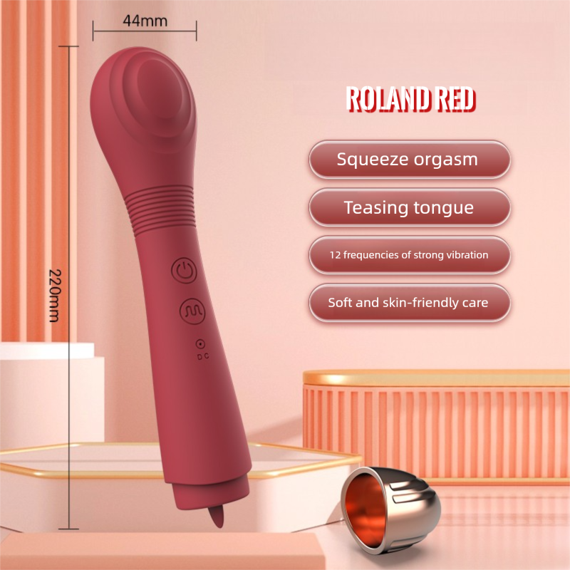 GIMMESEX Roland Red Double-headed Tongue Vibrator with 12 vibration frequencies and skin-friendly design