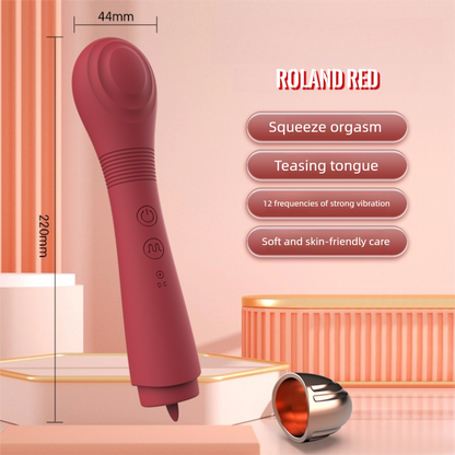 GIMMESEX Roland Red Double-headed Tongue Vibrator with 12 vibration frequencies and skin-friendly design