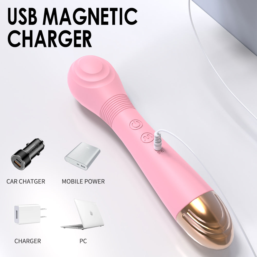 Pink Double-headed Tongue Vibrator with USB magnetic charger compatible with car charger mobile power PC and charger