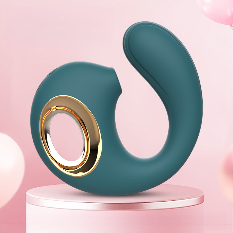 GIMMESEX G spot vibrator in teal with gold accent designed for targeted pleasure and ergonomic use