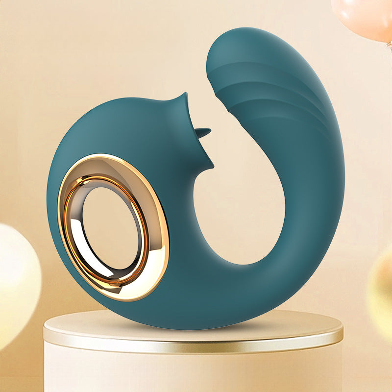 GIMMESEX G spot vibrator in teal with ergonomic curved design and gold accent ring