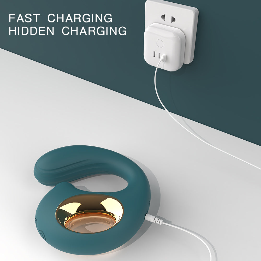 GIMMESEX G spot vibrator in teal with gold accent fast charging and hidden charging plug