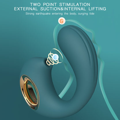 GIMMESEX G spot vibrator with dual stimulation design featuring external suction and internal lifting