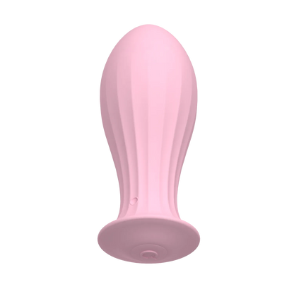 Pink Round head texture Vibrating Butt Plug with control button