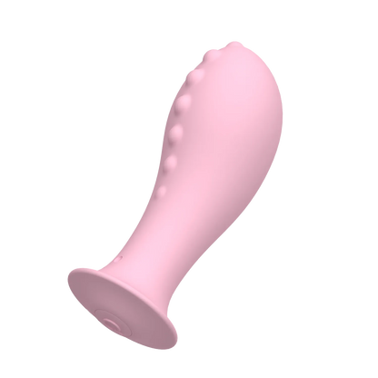 Side view of pink silicone anal trainer plug