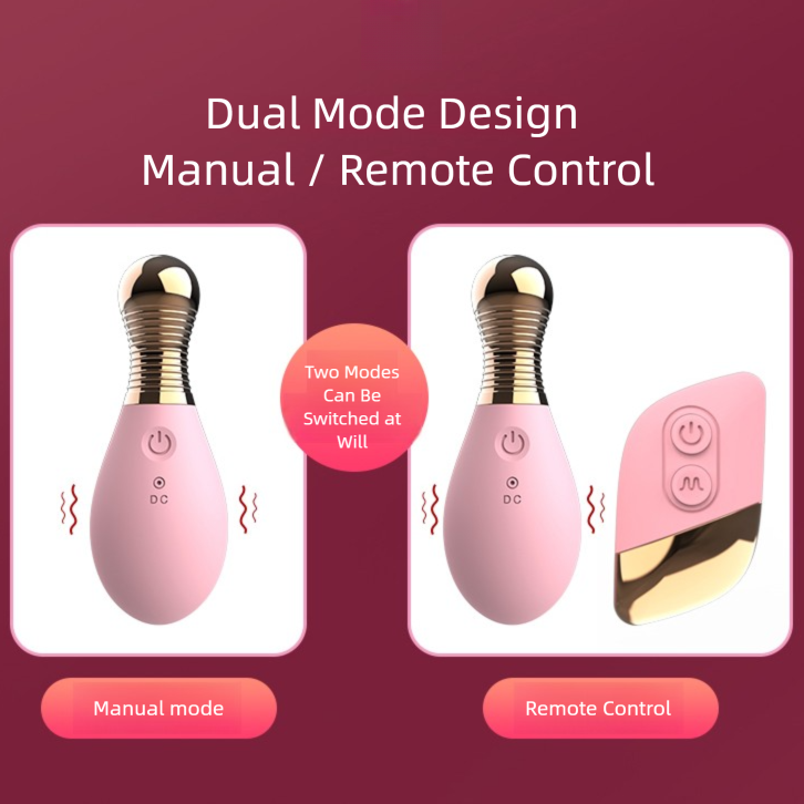 Pink and gold remote control vibrator with dual mode design for manual and remote use